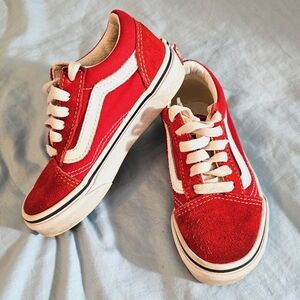 Kids Toddler 11 Vans Off the Wall Old Skool in Racing Red & True White Skate GUC